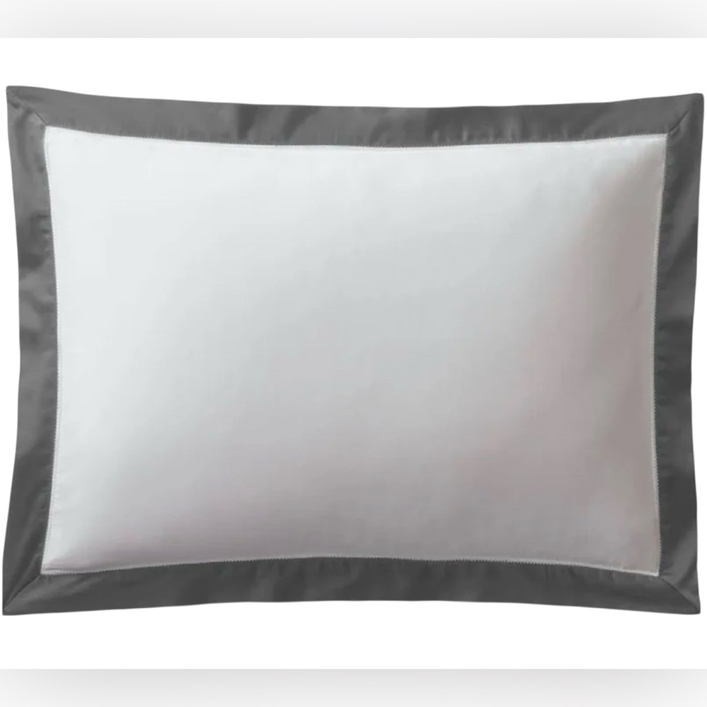 NWT Ralph Lauren King Organic Cotton White & Gray Pillow Shams Pair